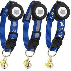 Cat Collar with AirTag Holders, 3-Pack, Reflective Breakaway Safety Collars